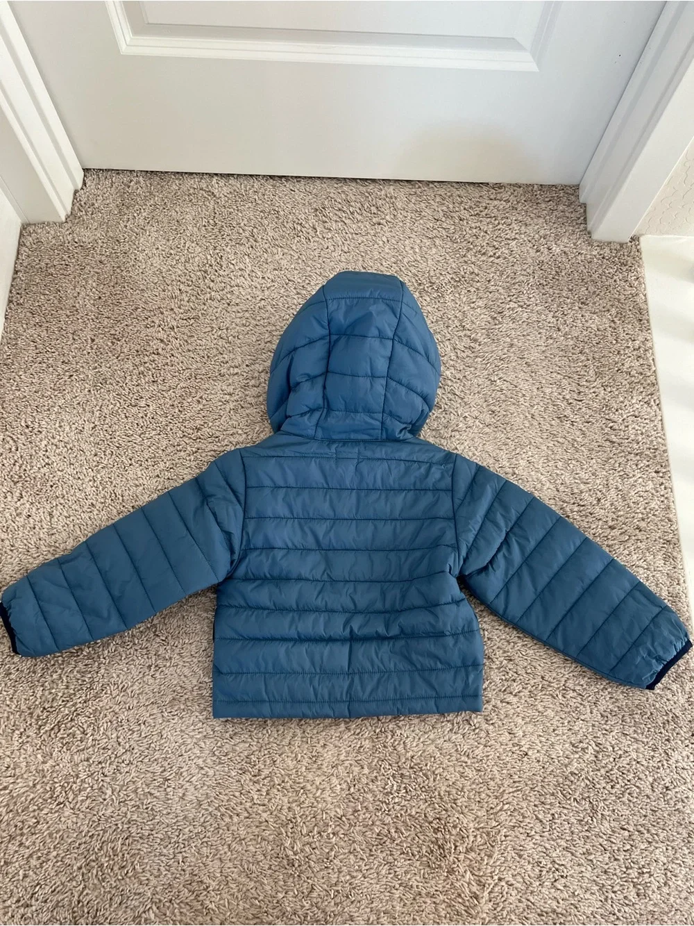 NWOT Crewcuts Light Blue and Navy Quilted Hooded Puffer XXS (2-3)